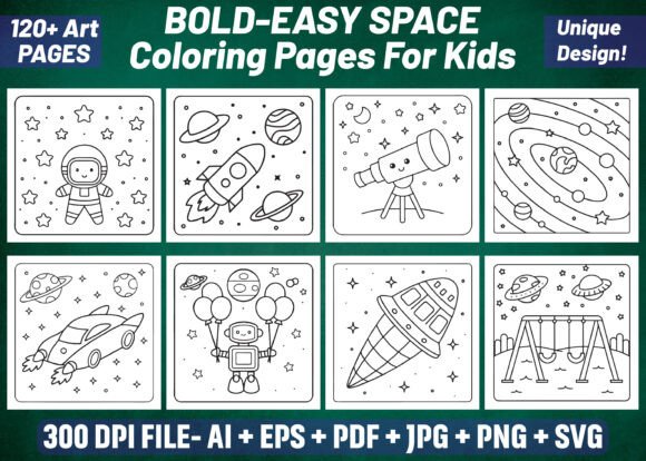 120 Bold Easy Space Coloring Pages Graphics