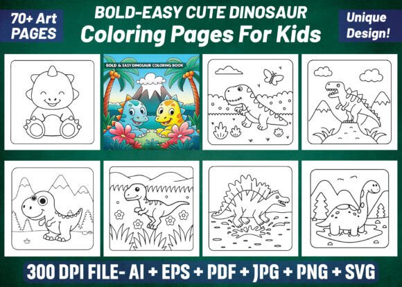 70 Bold Easy Cute Dinosaur Coloring Page Graphics