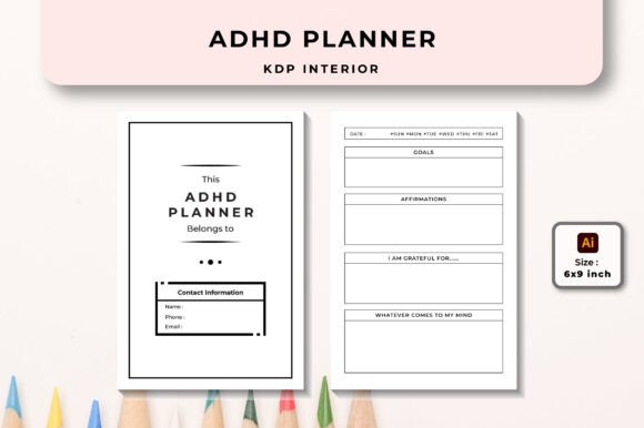 ADHD Planner KDP Interior Graphics