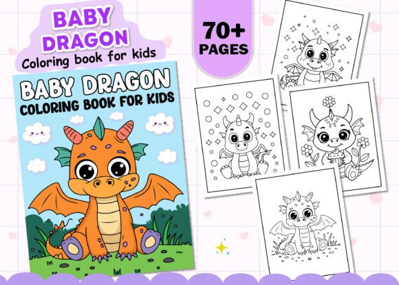 Baby Dragon Coloring Book Pages for Kids: Graphics & KDP Interiors