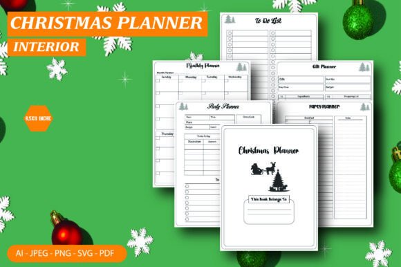 Christmas Planner Interior: Graphics for KDP Interiors
