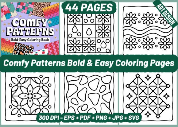 Comfy Patterns Bold Easy Coloring Pages: Graphics for Kdp Interiors
