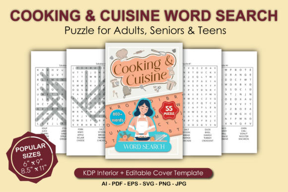 Cooking Word Search Printable Book: Graphics for KDP Interiors