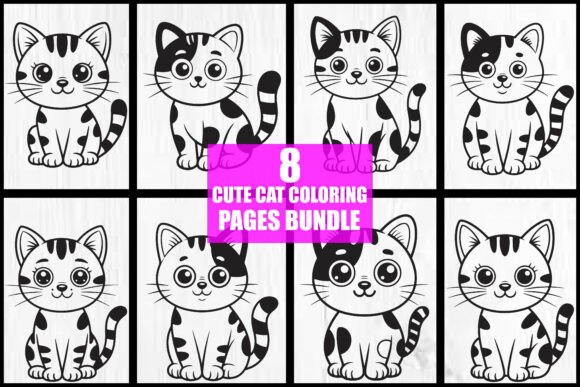 Cute Cat Coloring Pages Bundle