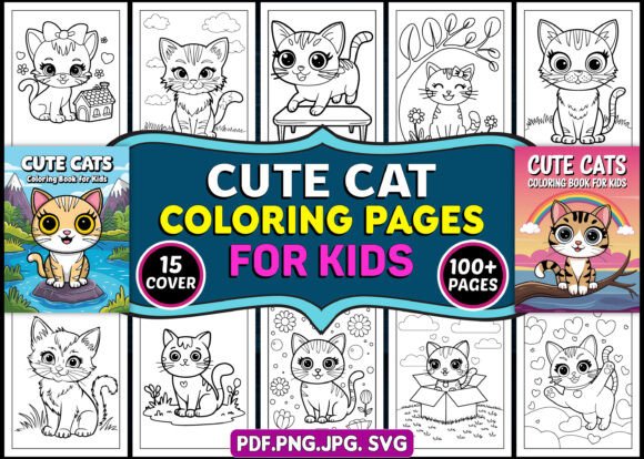Cute Cats Coloring Pages for Kids
