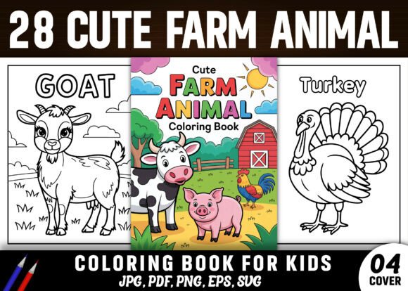 Cute Farm Animal Coloring Pages for Kids