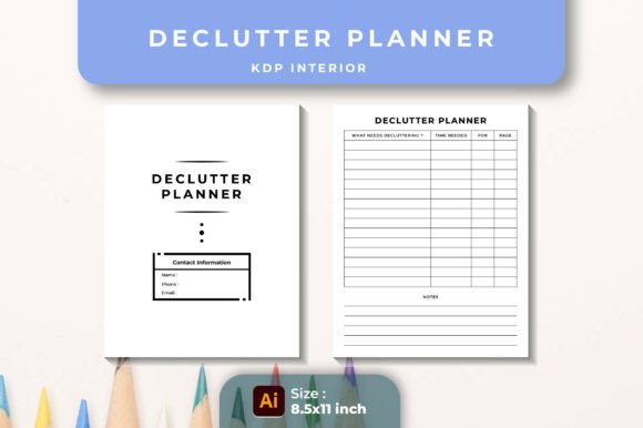 Declutter Planner KDP Interior Graphics