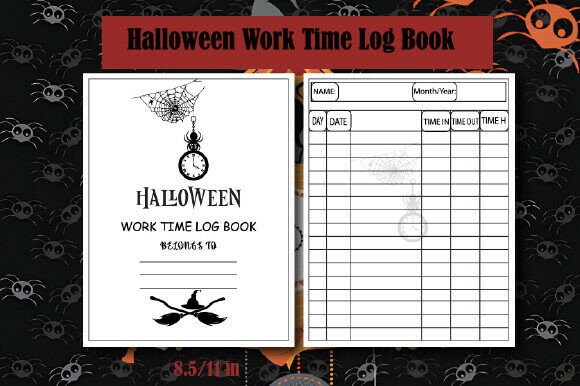 Halloween Work Time Log Book Graphics for KDP Interiors