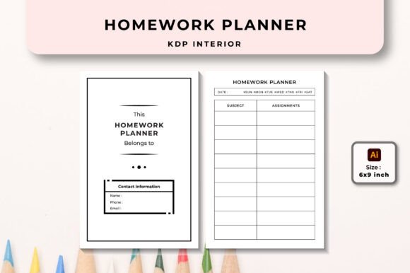 Homework Planner KDP Interior: A Graphic Design Asset for Local Branding