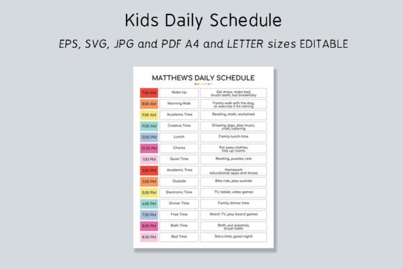 Kids Routine Chart Graphics: Kdp Interiors Daily Schedule