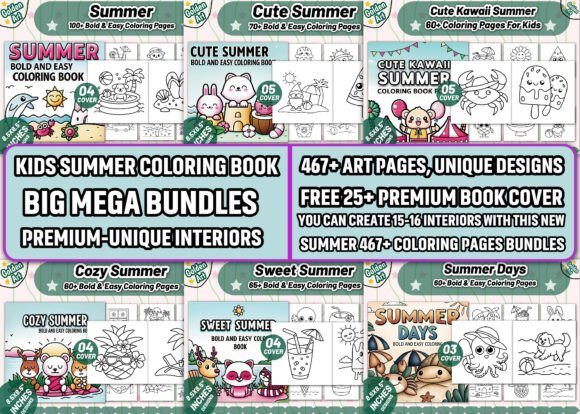Kids Summer Coloring Book Big Bundle-KDP Graphics