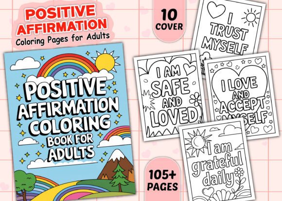 Positive Affirmationg Coloring Pages Graphics for Kdp Interiors