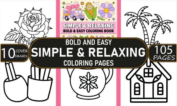 Simple Relaxing Coloring Book – A Graphic Design Asset for Calm and Creativity