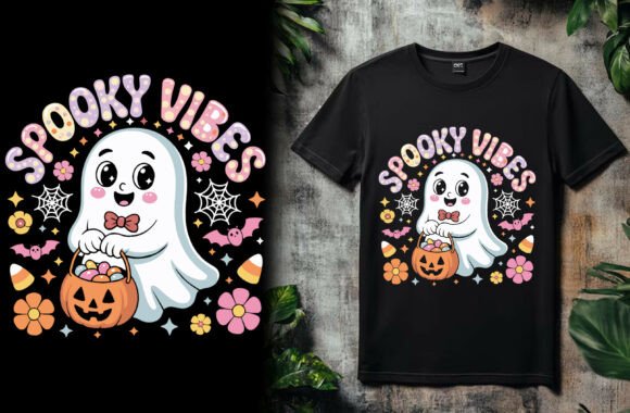 Spooky Vibes T Shirt Design: A Graphic Asset for Seasonal Branding