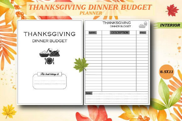 Thanksgiving Dinner Budget Graphics for Kdp Interiors