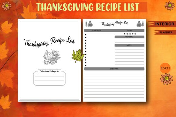 Thanksgiving Recipe List Graphics for KDP Interiors
