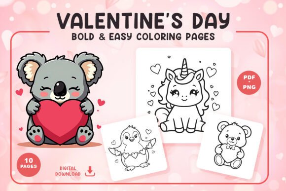 Valentine’s Coloring Book Graphics for KDP Interiors